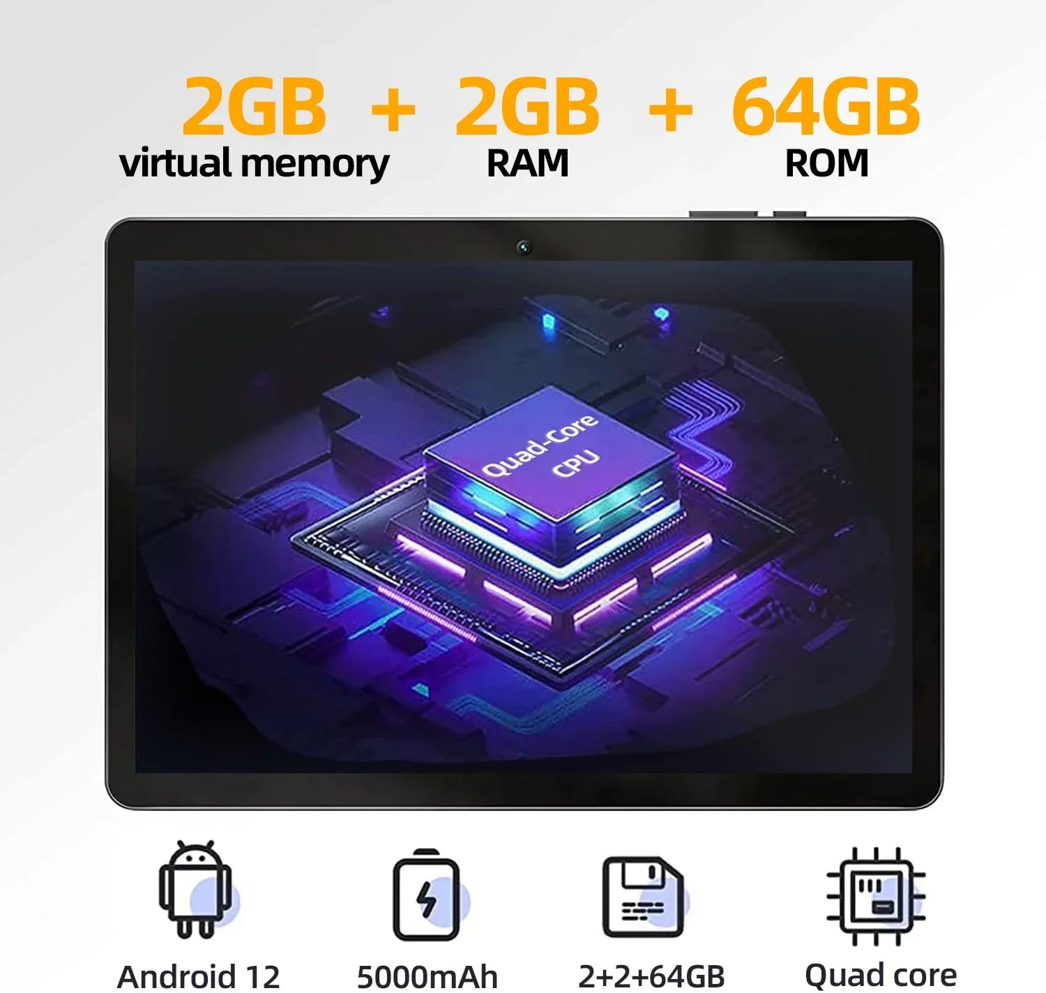 5MP HD 133, RAM 10in Android 64gb 2gb Screen Allwinner 800*1280 4-Core Tablet + 2MP ROM 13 SGIN IPS