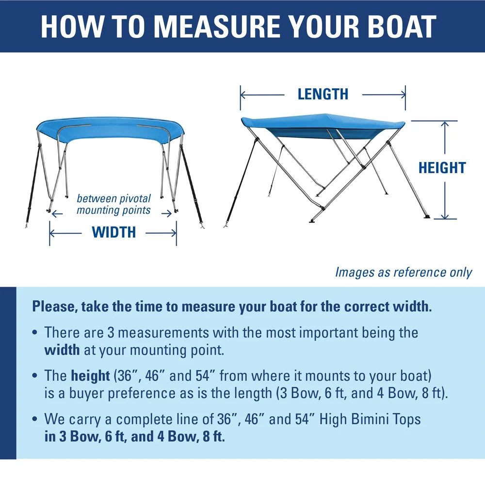 Bow x Top 46" 6' L Solution Boat BLACK Dye W 78" - 3 ft. Bimini 73" High Cover