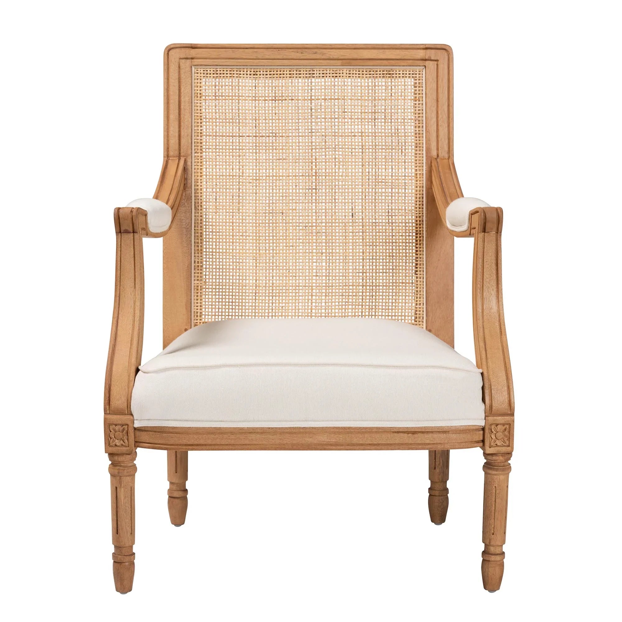 Fabric Traditional Studio Garridan French Accent Baxton Finished Honey Oak and Chair Beige Wood
