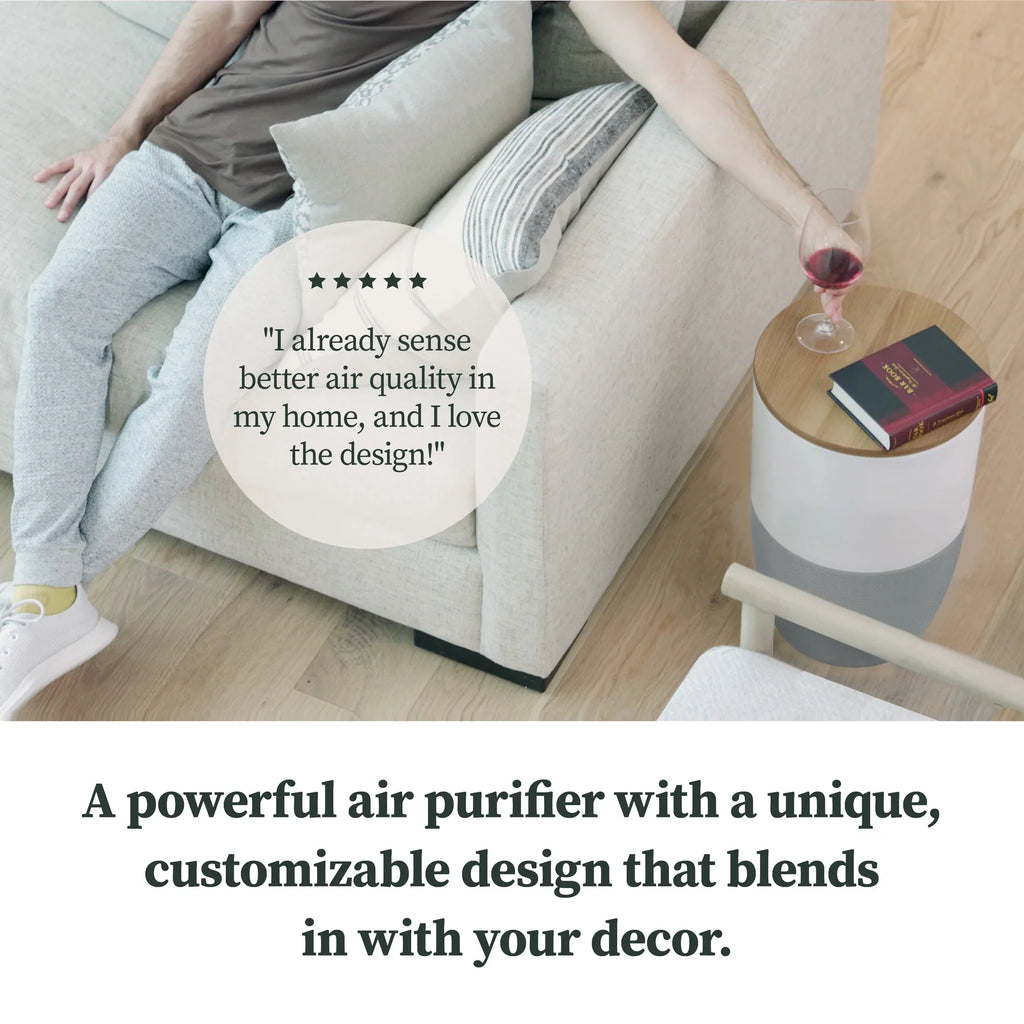 With Medical-Grade HEPA-13 | Smart Dupray Air Purifier Air Bloom™ Accent Walnut Filtration Table