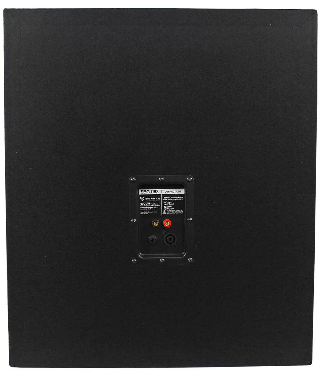 Pro PA Rockville Amplifier+Cable Subwoofer 2-Channel 18" SBG1188 Sub+5000w DJ