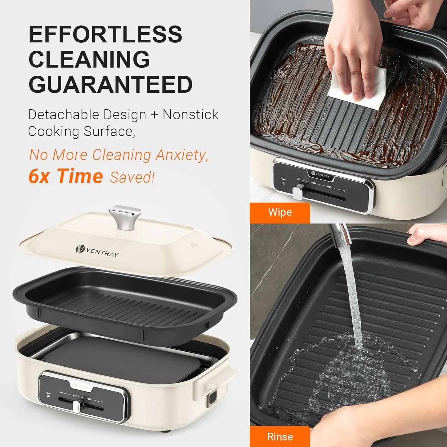 Grill YANPO Lid HotPot, Stir Grilling, Skillets Removable White Dessert, Pot, Paella Set Fry, Pasta Classic Mushroom Griddle BBQ, Indoor Set, Grill 5 Versatile Electric with Plates, for Nonstick