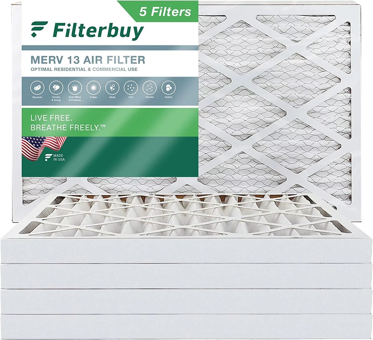 Air 13 HVAC 16x36x2 Filterbuy Pleated (5-Pack) MERV AC Filters Furnace