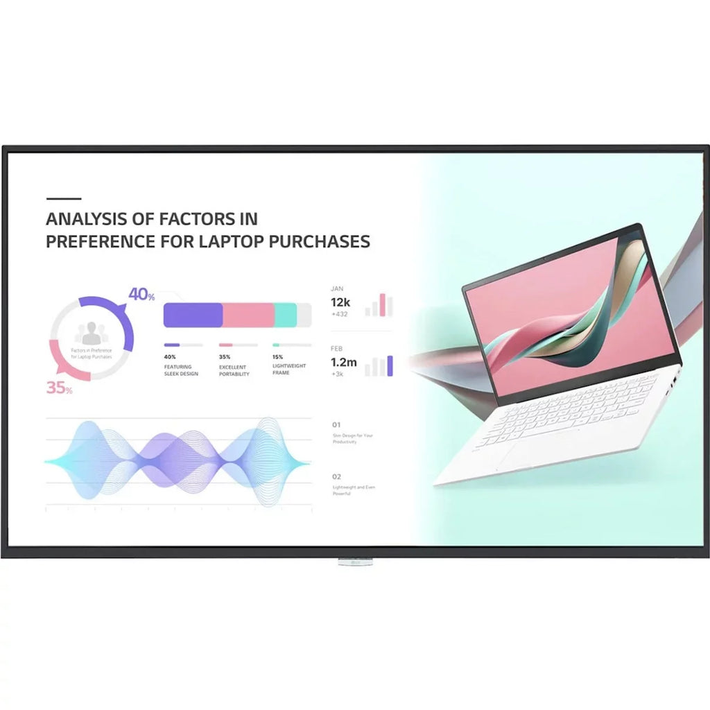 4K Display, LCD Signage Black Monitor 49\" LG Video