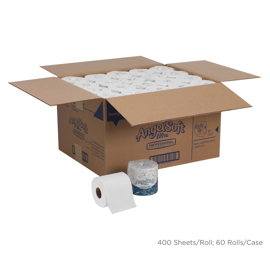 Sheets/Roll GP 4.50" Soft For Toilet 60 Angel Restroom Ultra - PRO - Paper - Ply - Absorbent x Embossed 4.05" Soft, / 2 Professional - White by - Septic Series 400 Carton Safe,