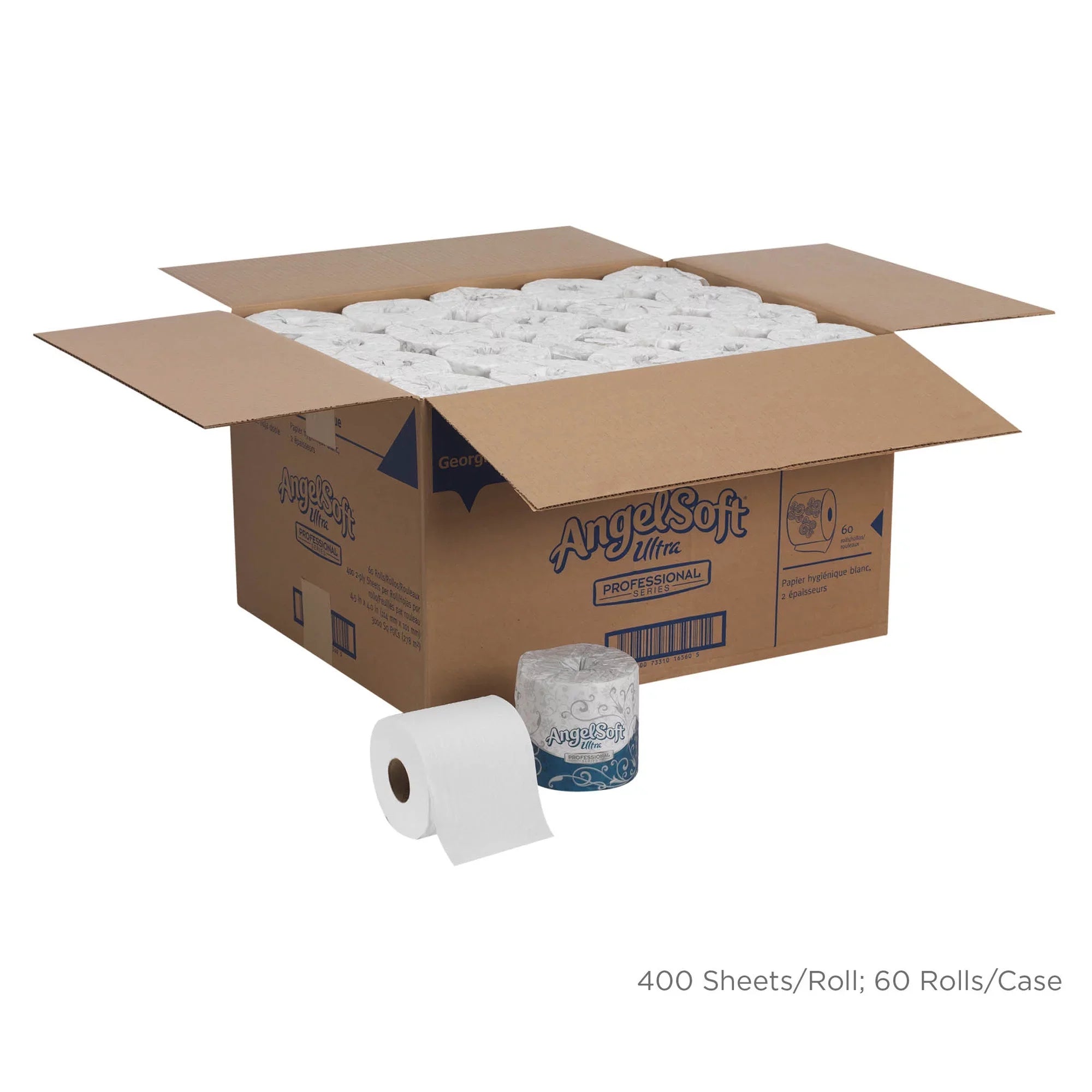 Sheets/Roll GP 4.50" Soft For Toilet 60 Angel Restroom Ultra - PRO - Paper - Ply - Absorbent x Embossed 4.05" Soft, / 2 Professional - White by - Septic Series 400 Carton Safe,