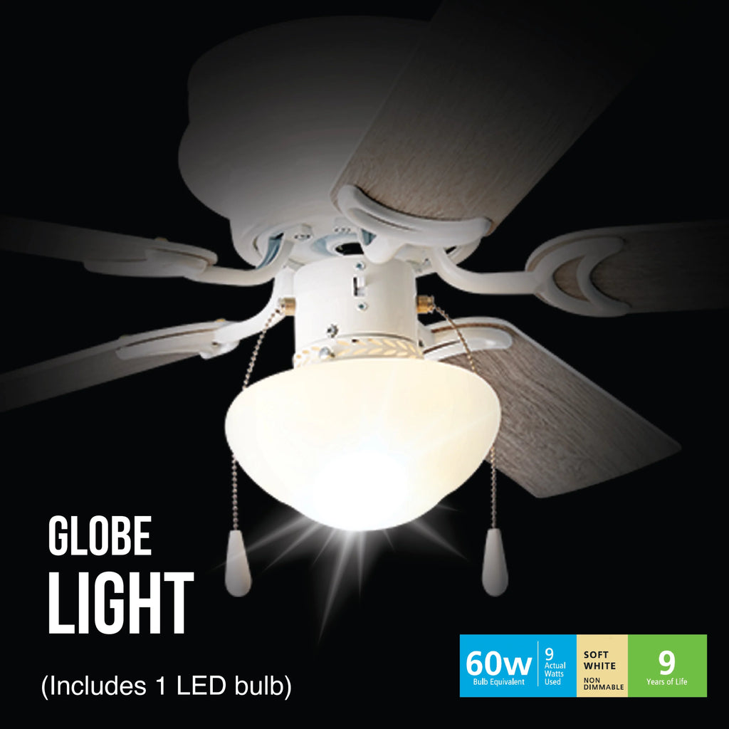Indoor White, Kit, Hugger Ceiling Mainstays 52 5 Reverse Airflow Light Fan inch with Blades,