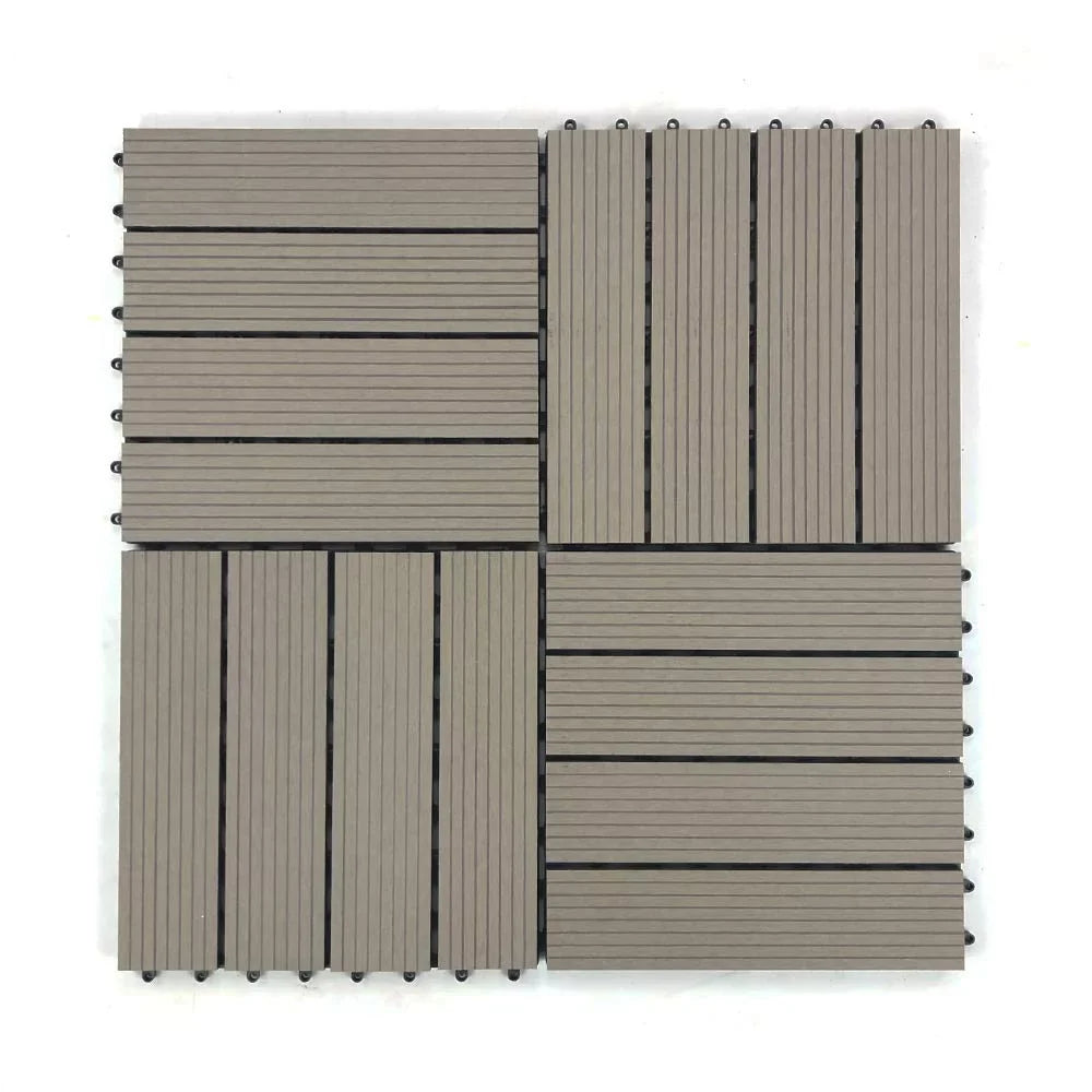 Tiles Pcs) Easy RevTime (9 x x 3/4”, Wood-Plastic DIY 12" 12" Gray Deck
