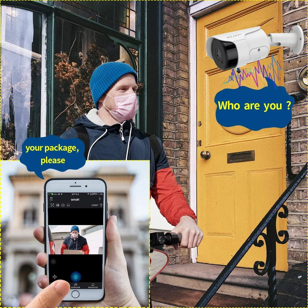 with Cameras 4TB Camera 8pcs Outdoor/Indoor Security Way 8 for IP Audio} NVR Channel System, PoE {5.0MP Recorder Wired Use HDD Two