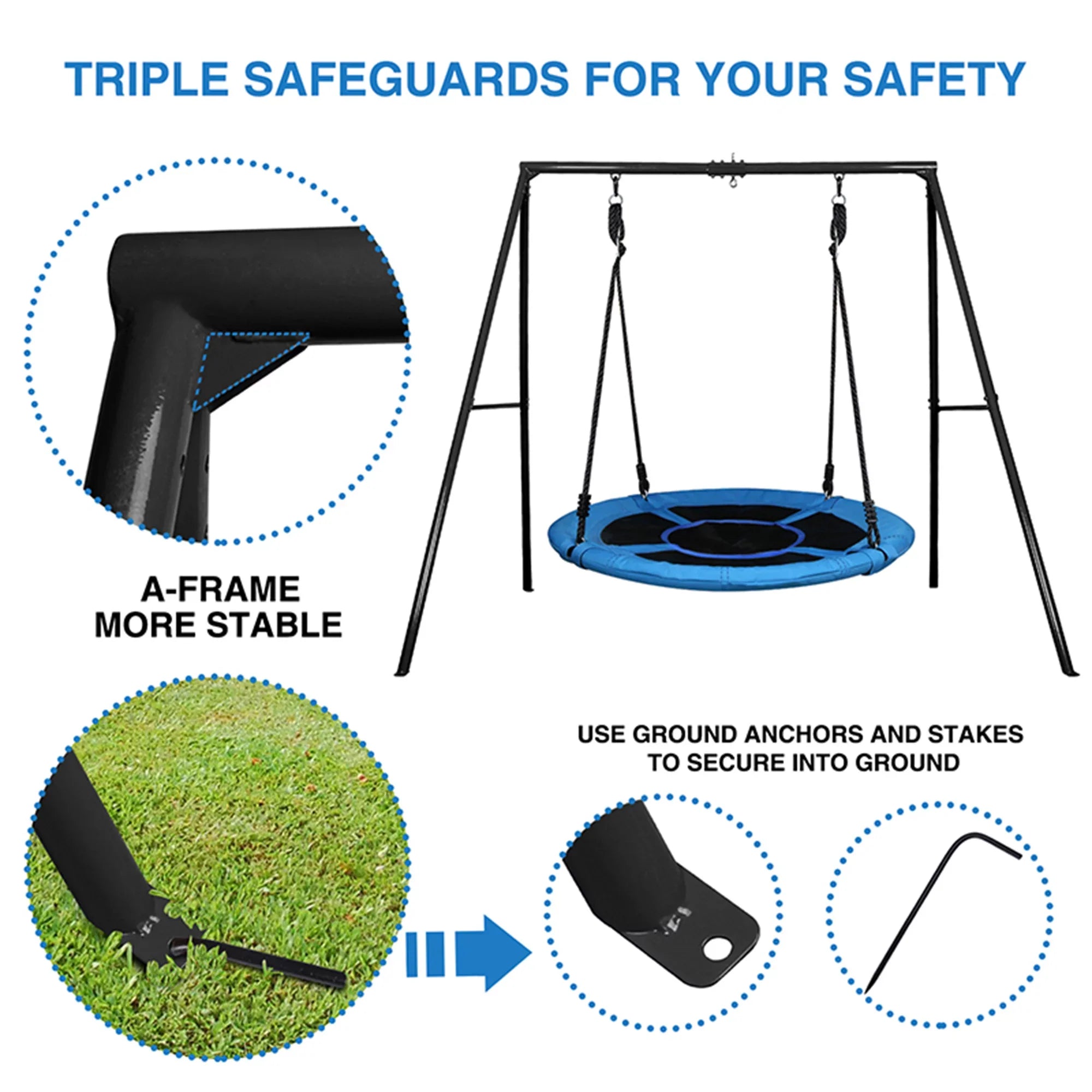 and 440lbs Saucer Metal Tree Set Swing Trekassy Metal Swing with Stand 40 Inch A-Frame Duty Swing, Swivel Heavy