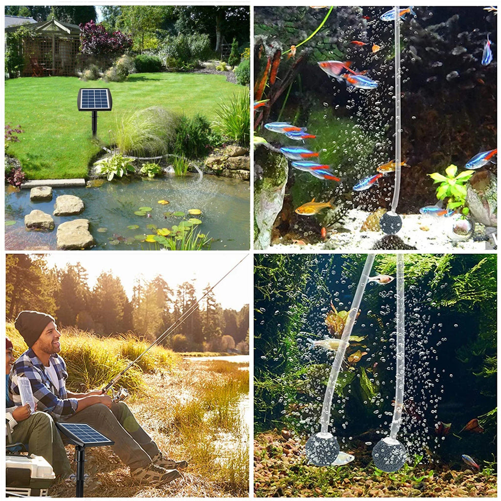 '-in Oxygenator Aquarium with for Htovila Pool Air 2 2W Aerator Stones Solar Bubble Air Fish Pump Fishing Pump Aerator 8.2ft Pond Garden Fish