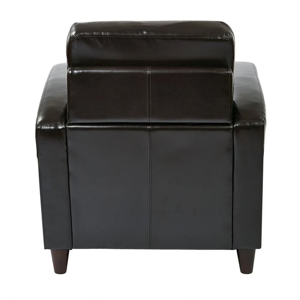 in Designs Transitional Upholstered 18'' Faux Atlin Club Espresso Chair Leather