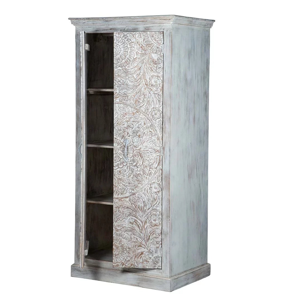 White Chic Carved Shabby Wardrobe Maadze