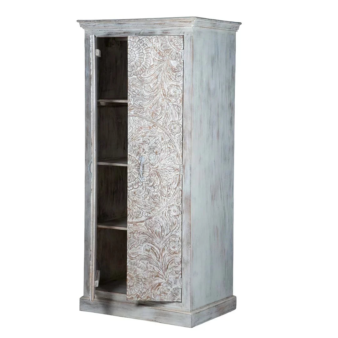 White Chic Carved Shabby Wardrobe Maadze