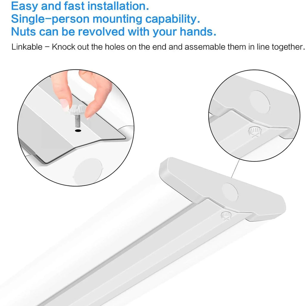 Fluorescent Commercial for LED Lights, Ultra Mount Equiv.], Office Flush Grade 5000K, Pack Wraparound Warehouse, Slim 12500LM, Strip 4 8 Light Garage T8 LED [6-lamp Foot QCAI Shop 110W 8FT Compact