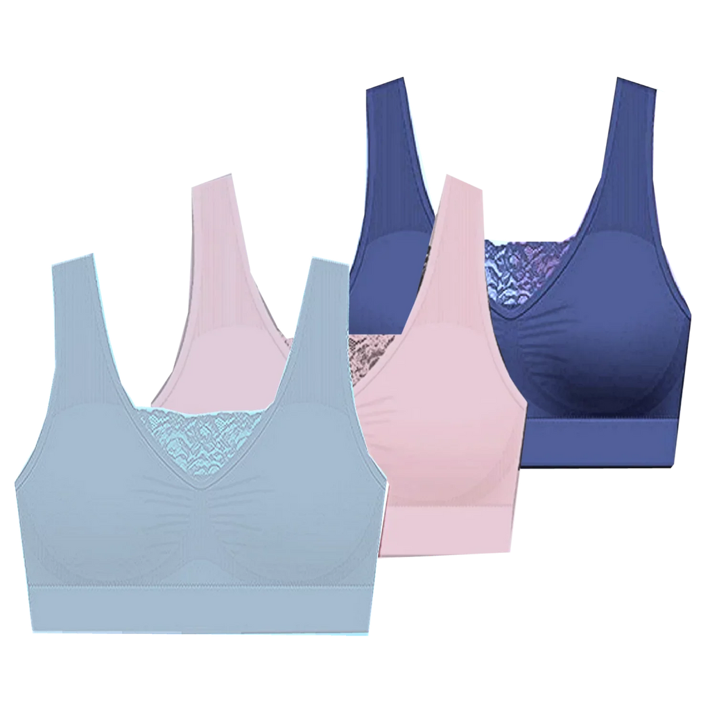 Thru Fits Bra 38D/DD Burke Padded 2X 40C/D Pads-3-Pack Comfort Seamless Delta - w/Removable