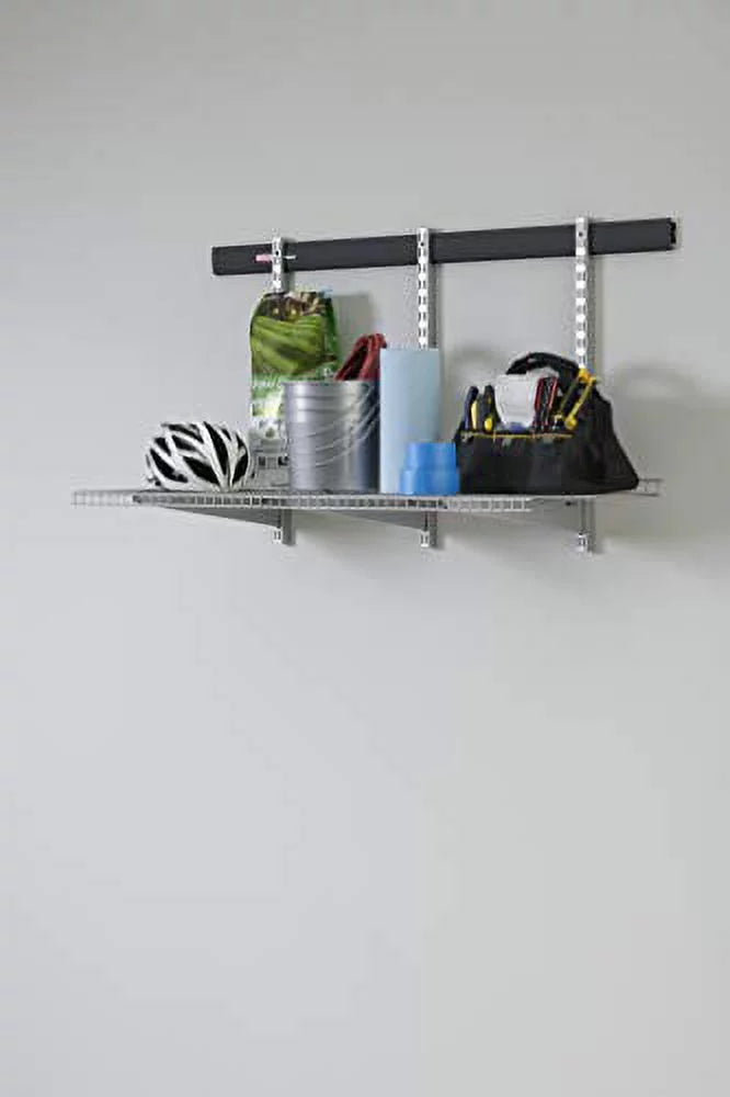 Fast Garage Shelf 9-Piece Storage Kit, Track Rubbermaid Starter Track Wire Steel System