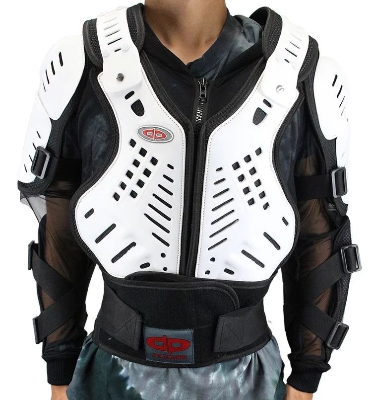 Approved Motorcycle White Jacket CE Full Protection -4XL Spine Body Armor Perrini