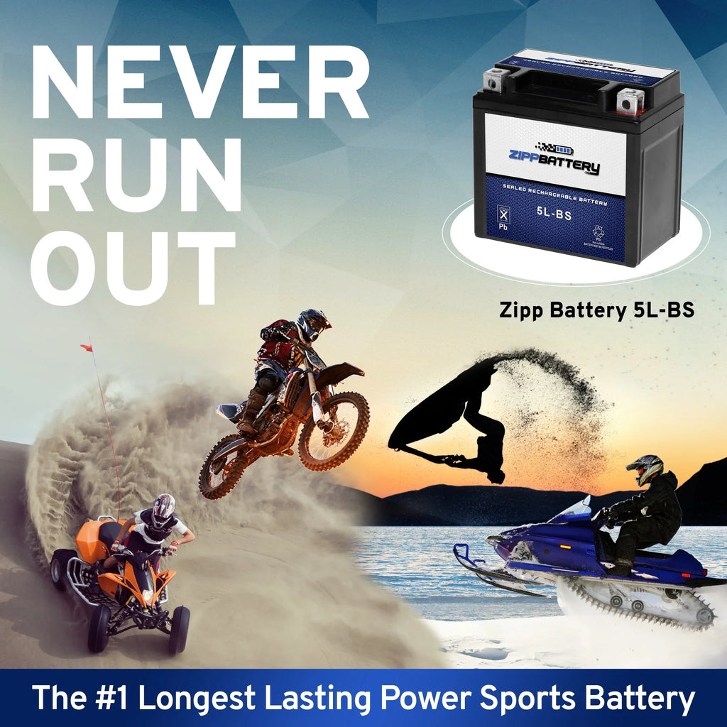 for Battery Ytx5L-Bs Battery Zipp Outlaw 90Cc 2003 Sportsman Predator Polaris Atv
