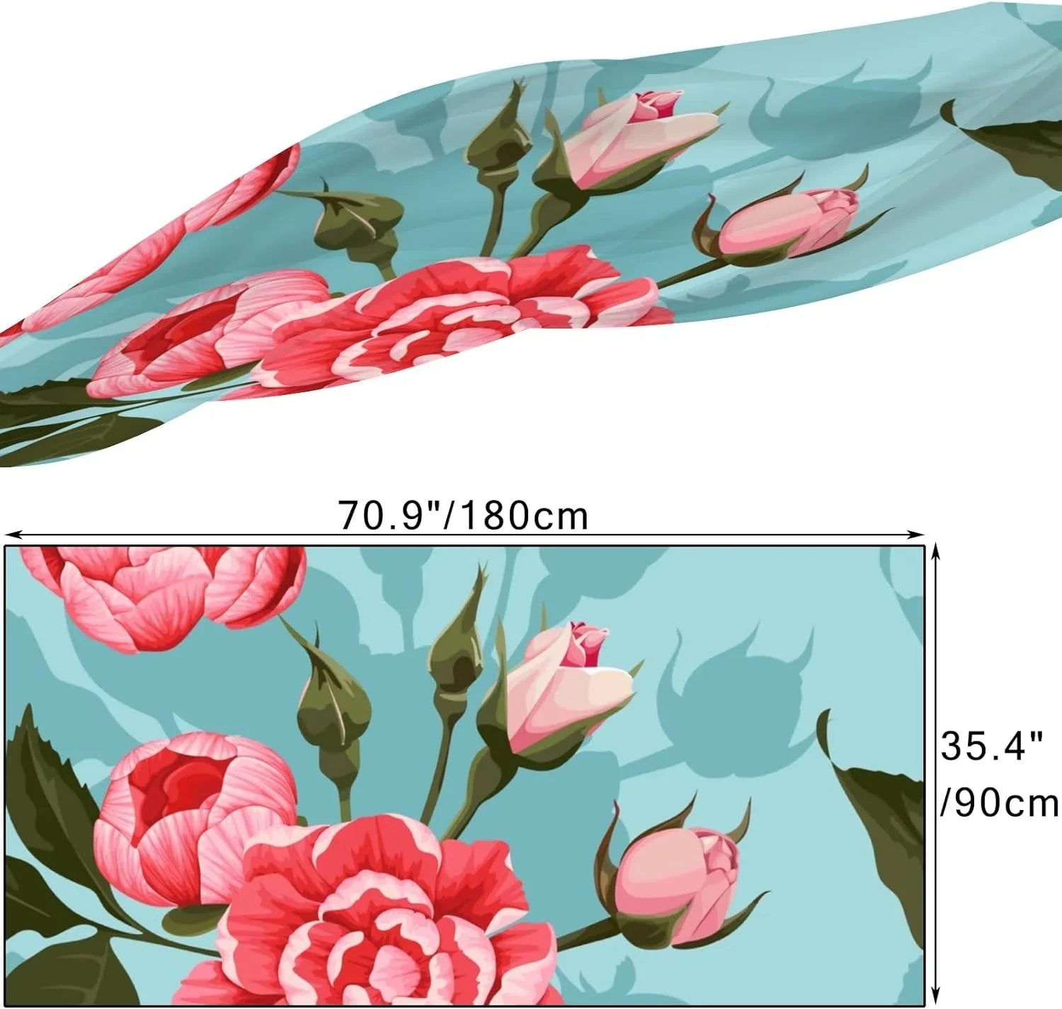 Wrap Neck Scarf Women Girls for Shawl Lightweight Scarves And Hyjoy Long Silk Roses Peony