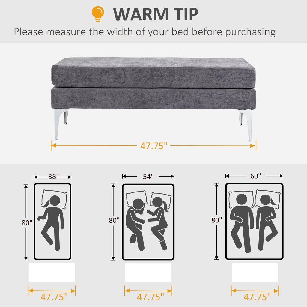 HOMCOM with of Dark End Steel 48" Bench Bed Legs, Gray