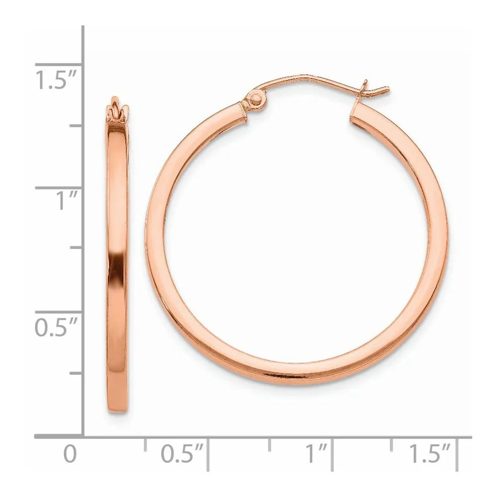 Real Earrings; Princess Tube Rose Lightweight and for for and Square 14kt Adults Teens; Women Gold Men Hoop