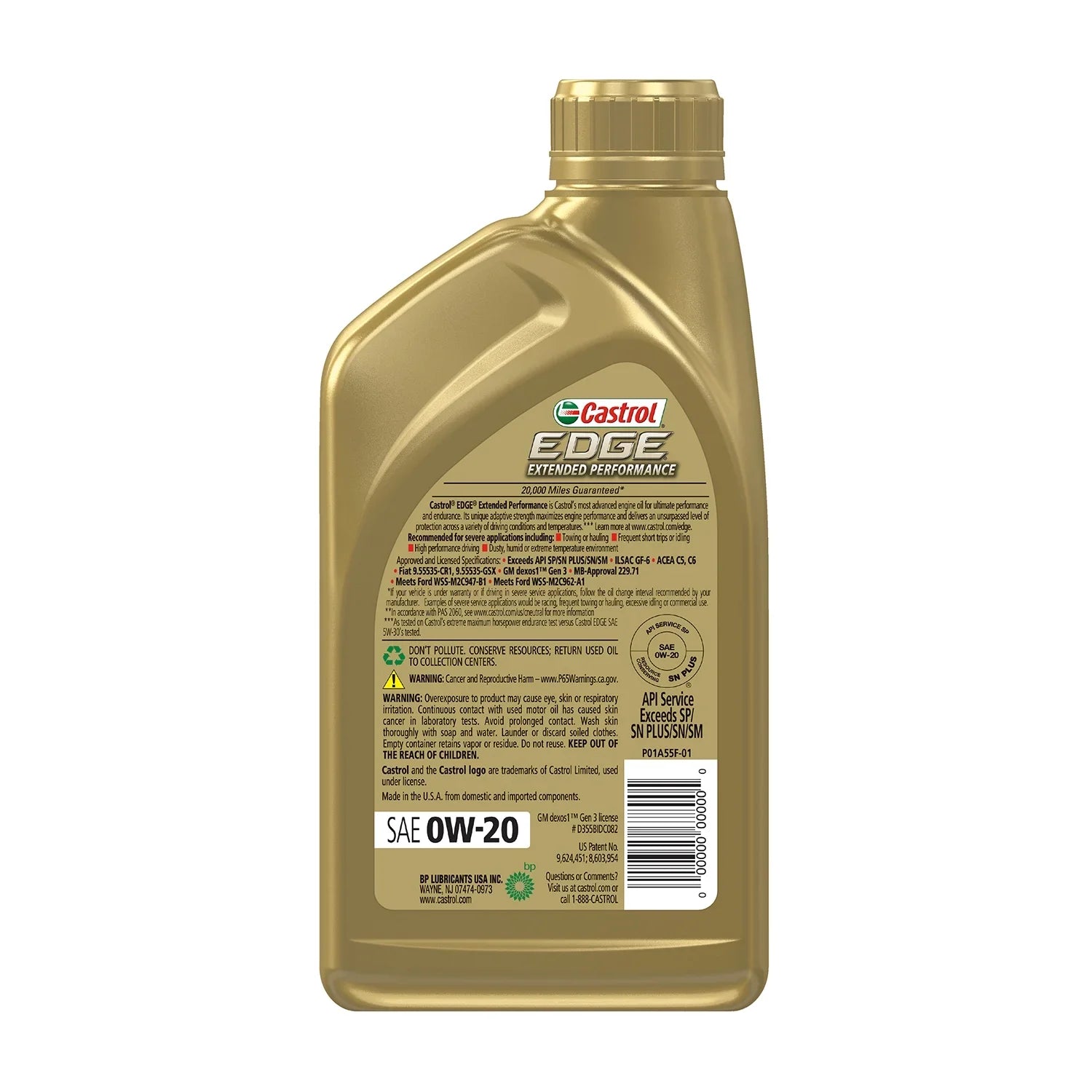 Performance Advanced Full 0W-20 1 of Oil, Edge Synthetic Extended Castrol 6 Motor Case Quart,