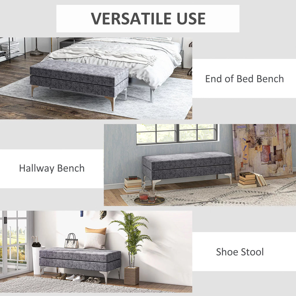HOMCOM with of Dark End Steel 48" Bench Bed Legs, Gray