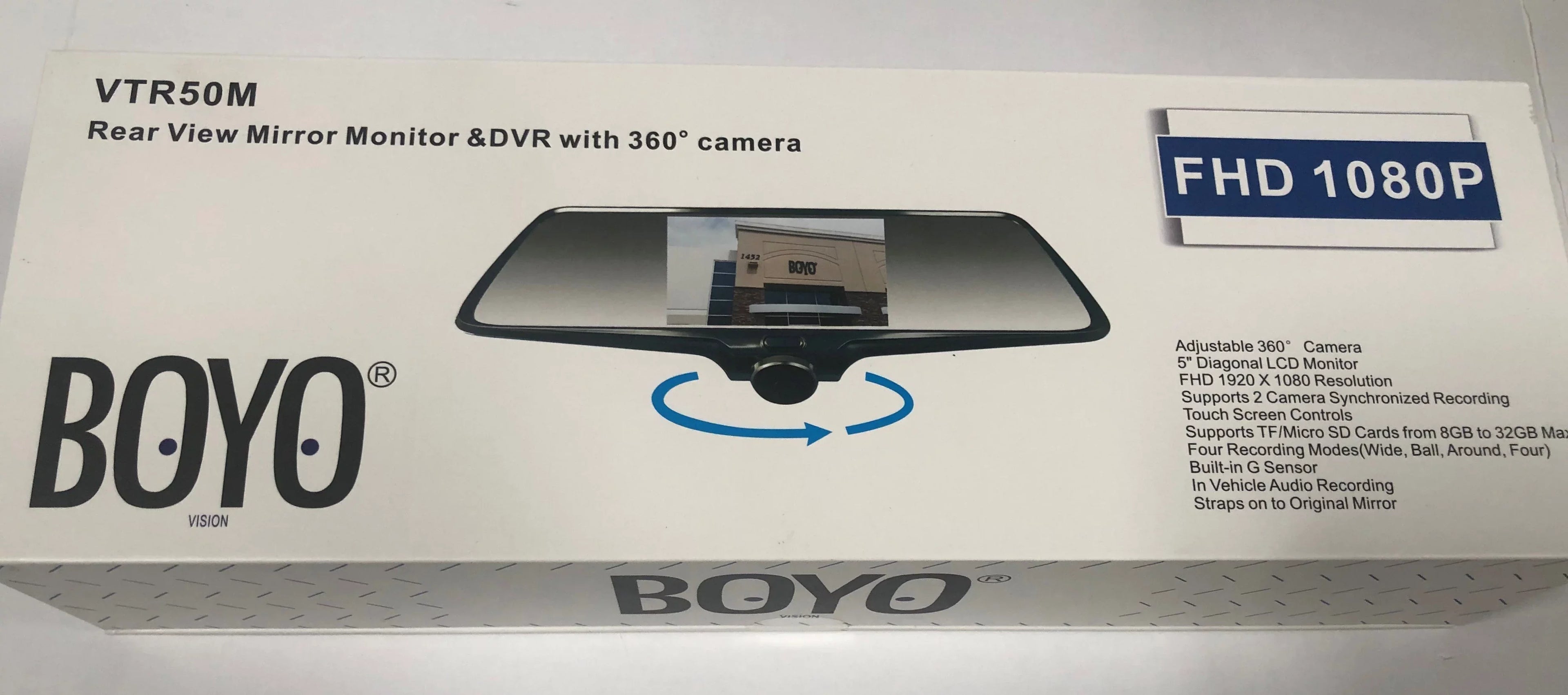 and VTR50M Mirror - Back-up Camera Front BOYO 360 Monitor degree DVR Camera with