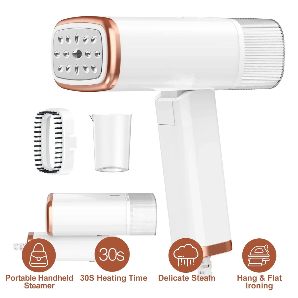 Heat Steamer Brush 1000W with Electric Foldable Travel Clothing Water Steamer Tank, 30S Garments Portable up Wrinkles for White Remover 120ML Handheld iMounTEK
