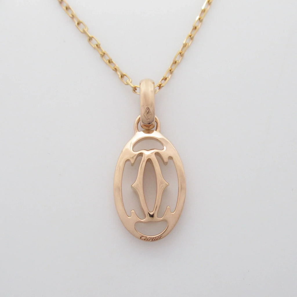 double Gold) Clear Necklace Logo Pre-Owned diamond (Good) K18PG(Rose Clear Necklace CARTIER