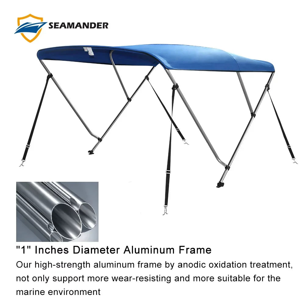Bimini Top Blue 3Bow Seamander 6'Lx73-78"W,Pacific