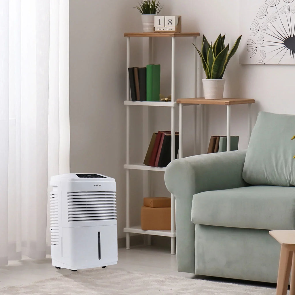 (Refurbished) Restored 1,800 Dehumidifier Amana in 48 Humidistat, White Automatic Adjustable Shut-off Ft Sq Pt -