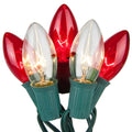 ft Wintergreen Indoor-Outdoor Lights, Christmas C9 Commercial Lighting Red/Clear 50 50 String Lights,