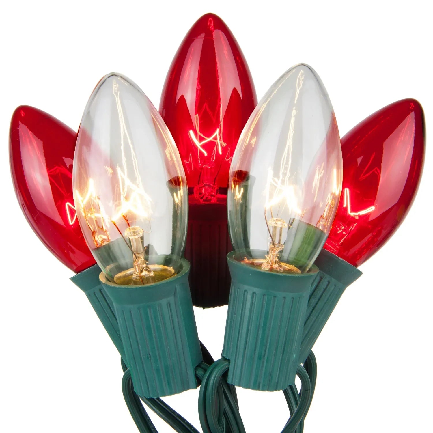 ft Wintergreen Indoor-Outdoor Lights, Christmas C9 Commercial Lighting Red/Clear 50 50 String Lights,
