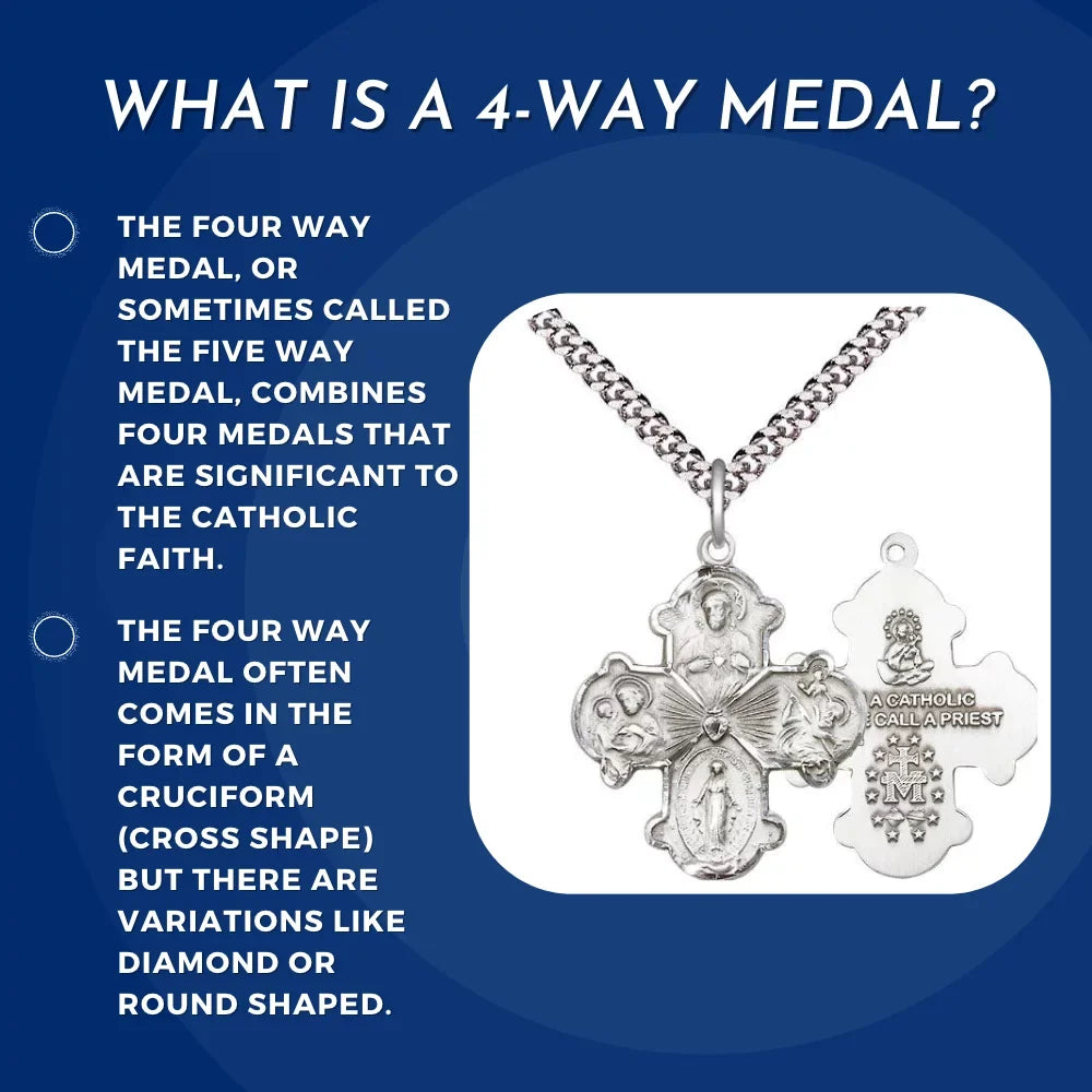 Miraculous Catholic 14kt 5-Way Large Christopher Extel Sacred Traditional Medal, Made St. St. and Heart, Cross Cruciform Gold USA Joseph, with Medal in Filled