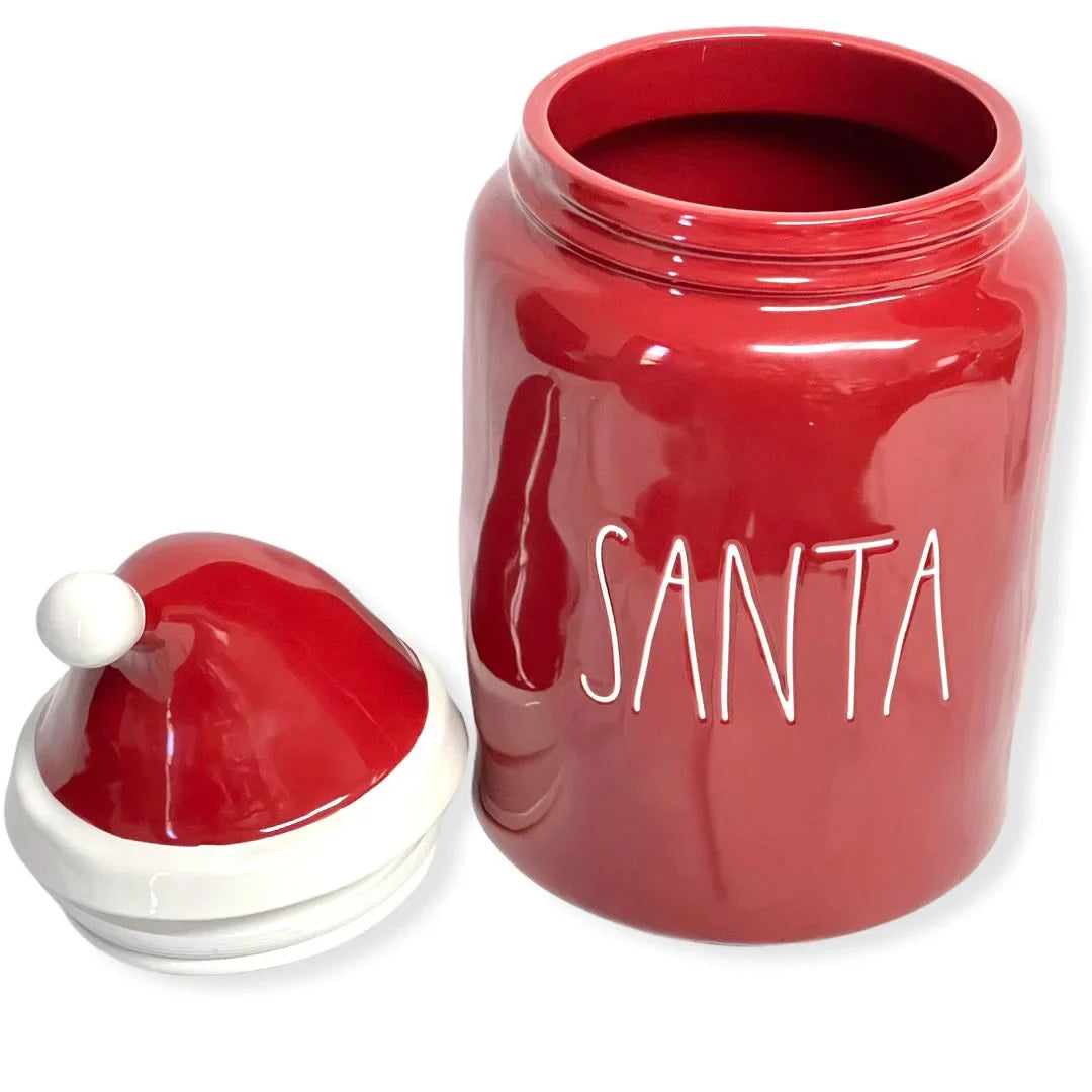 Topper Font Dunn Container Rae SANTA Round Canister LL Red Hat With