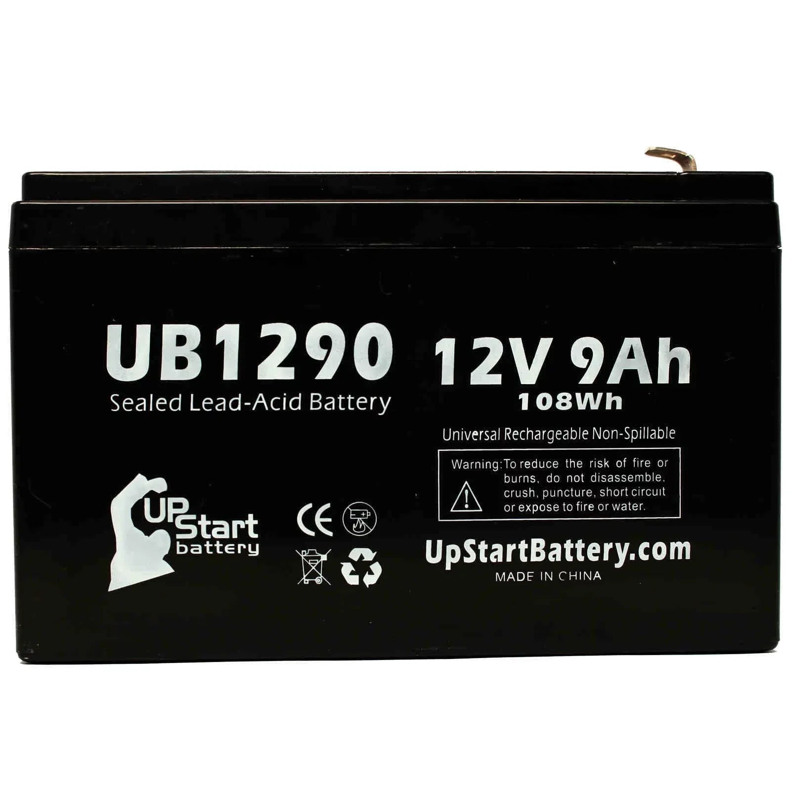 F2 9000mAh, Acid 7640 Kontron - 4x (12V, Adapters AGM, Terminal Battery - 9Ah, Universal Sealed 8 UB1290 to Battery SLA) - Pack Compatible Lead Replacement F1 F1 Includes MICROGAS Terminal,