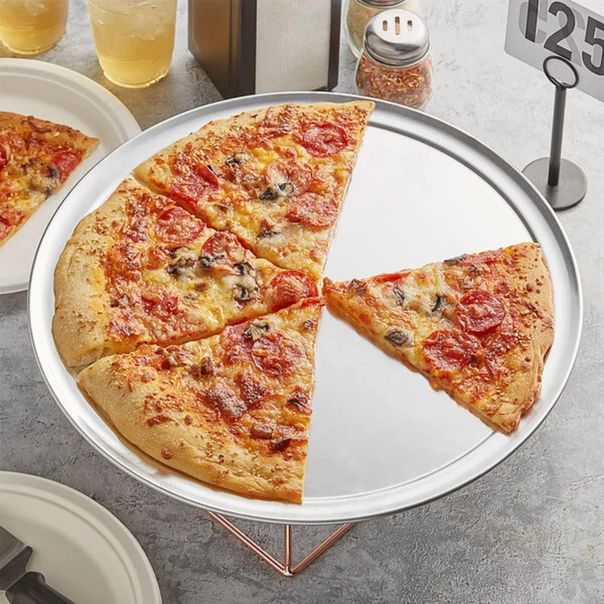 Tray Pizza Pizzeria Round for 3 Wide 17” Restaurants Pizza Tray TrueCraftware- Home of Aluminum Baking Round Tray Baking Pizza Kitchen Rim- Pan & Pan Tray Bakeware Set