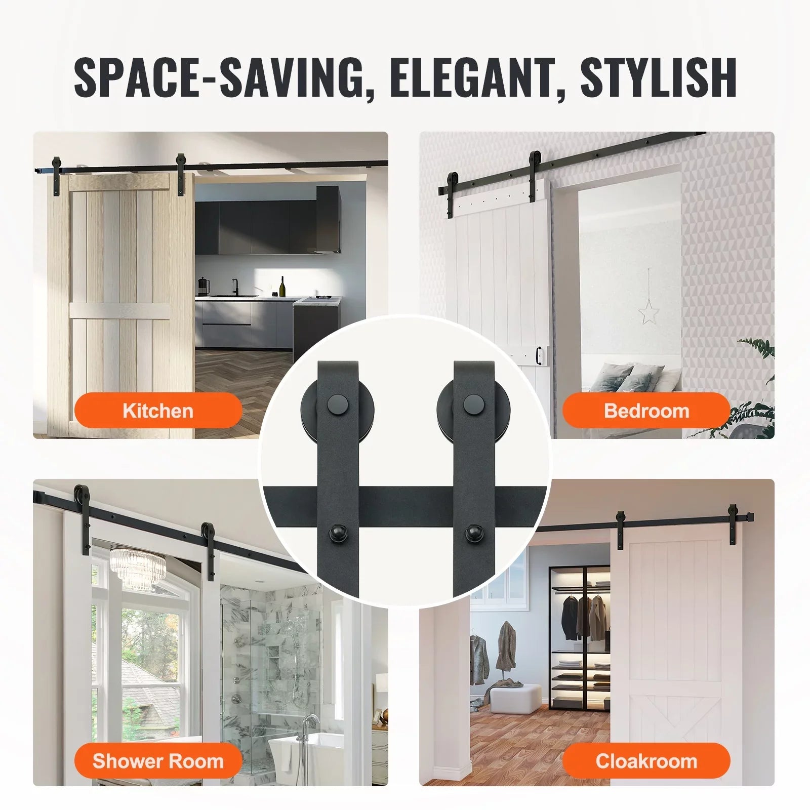 Door Door Hardware Single Track J Sliding 8FT for Hanger BENTISM Barn Kit Closet