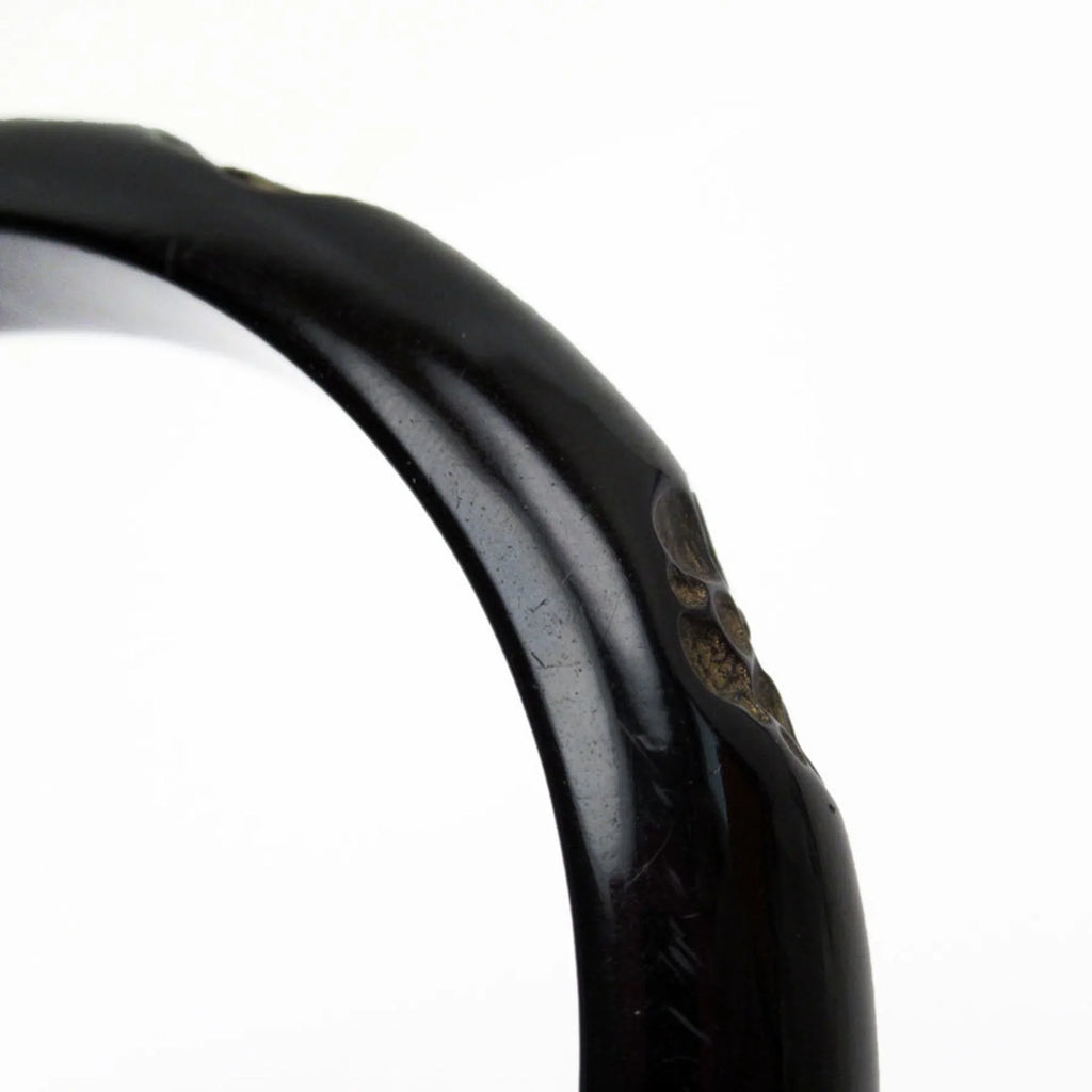 Women's Black/Beige Coco Wood Camellia Bracelet Pre-Owned Mark CHANEL Bangle (Good)