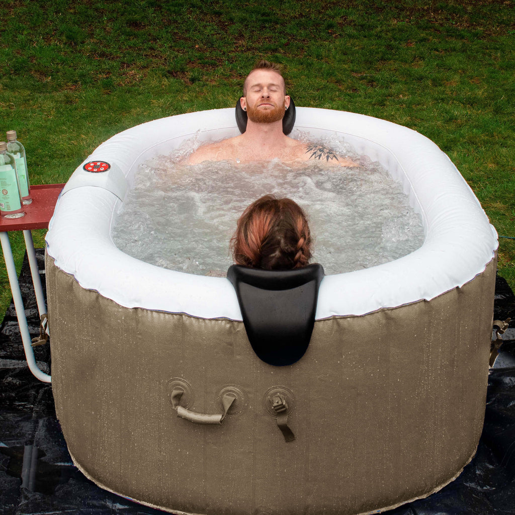 ALEKO Inflatable with Brown Cover Hot Gallon Oval 2 Jetted 145 Person Tub