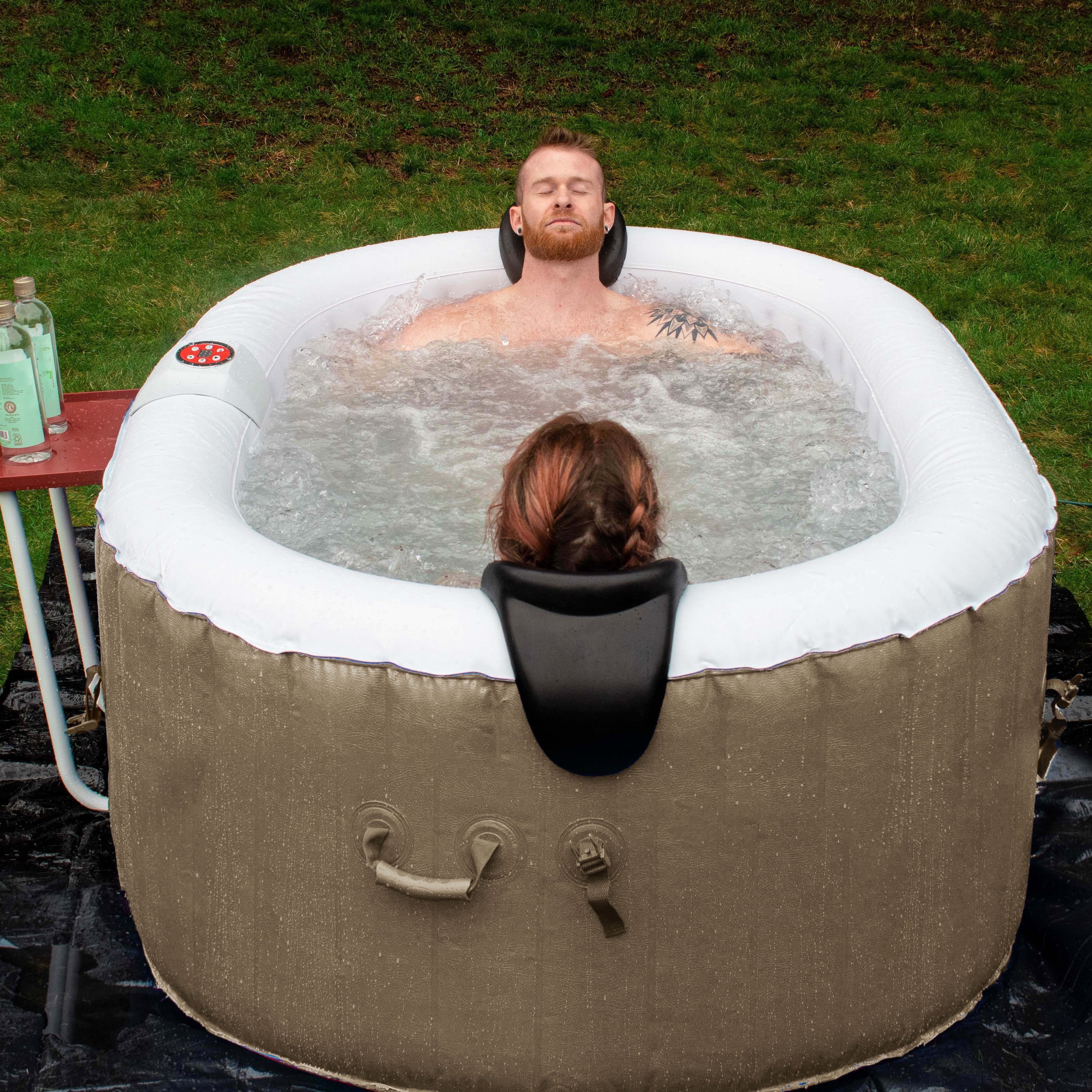ALEKO Inflatable with Brown Cover Hot Gallon Oval 2 Jetted 145 Person Tub