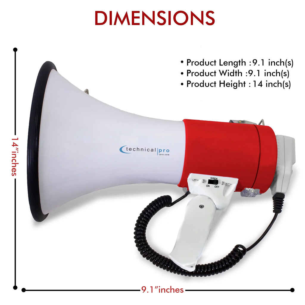Police Lightweight Detachable Speaker Outdoor Detachable Technical Voice And Red Professional leading - Portable Bullhorn Cheer Megaphone for w/ 75-Watt Microphone, Pro PA Strap Siren,