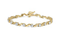 Yellow Clasp Brilliance 10k of Floral Color, Womens Cttw Diamond Clarity) I2-I3 Gold Round Box Prong Cut S-Link 1.00 7.50" (I-J Haus Bracelet