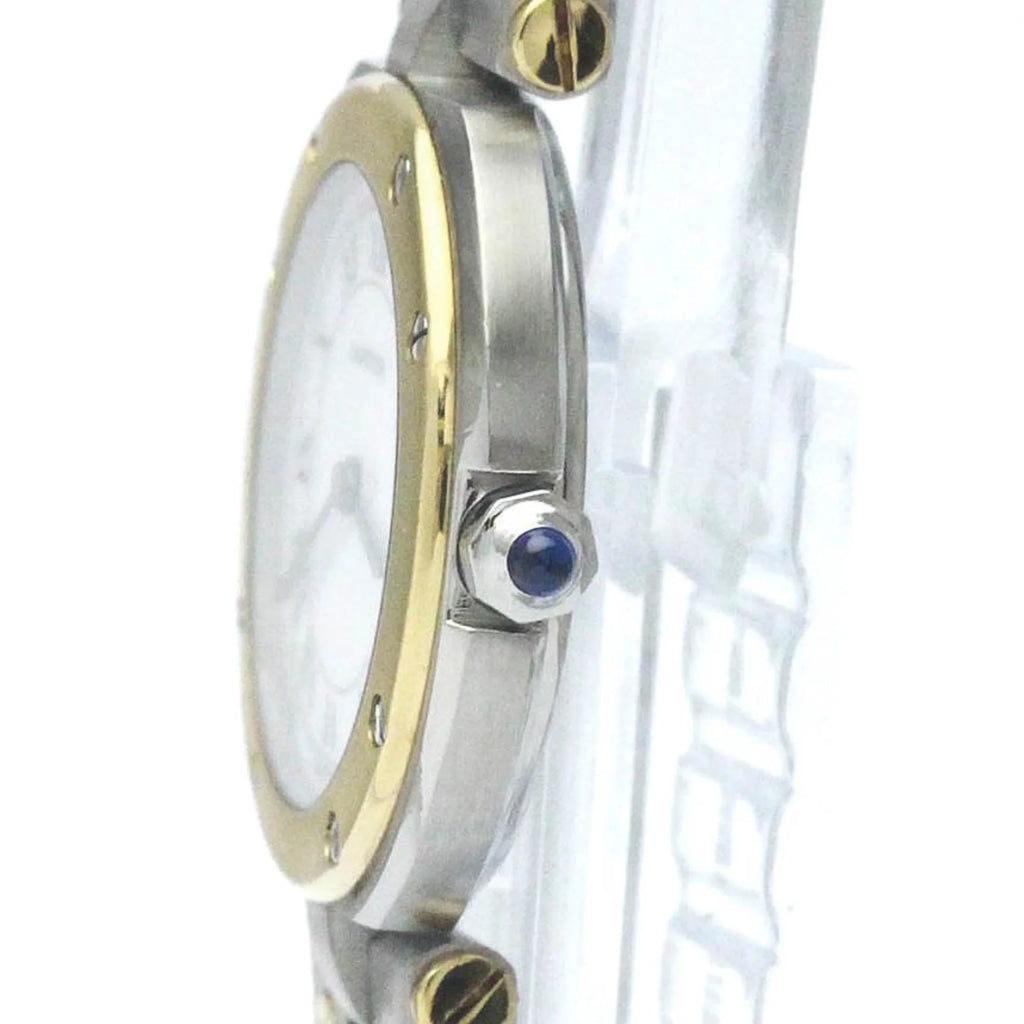 Round Steel Ladies Quartz Santos CARTIER Pre-Owned BF568475 Watch Polished (Good) 18K Gold