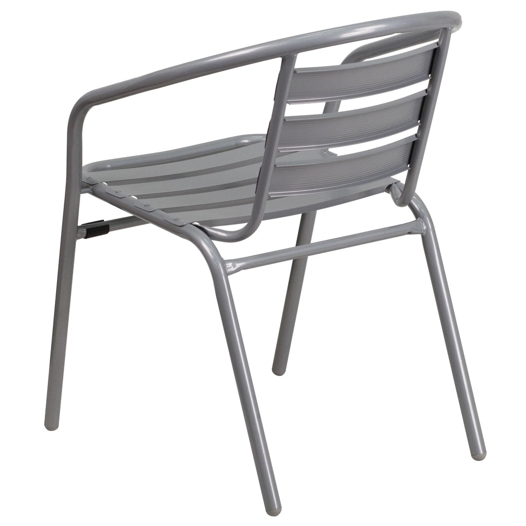 Stack Pack Slats with Silver Chair Flash Aluminum Metal Restaurant Furniture 4