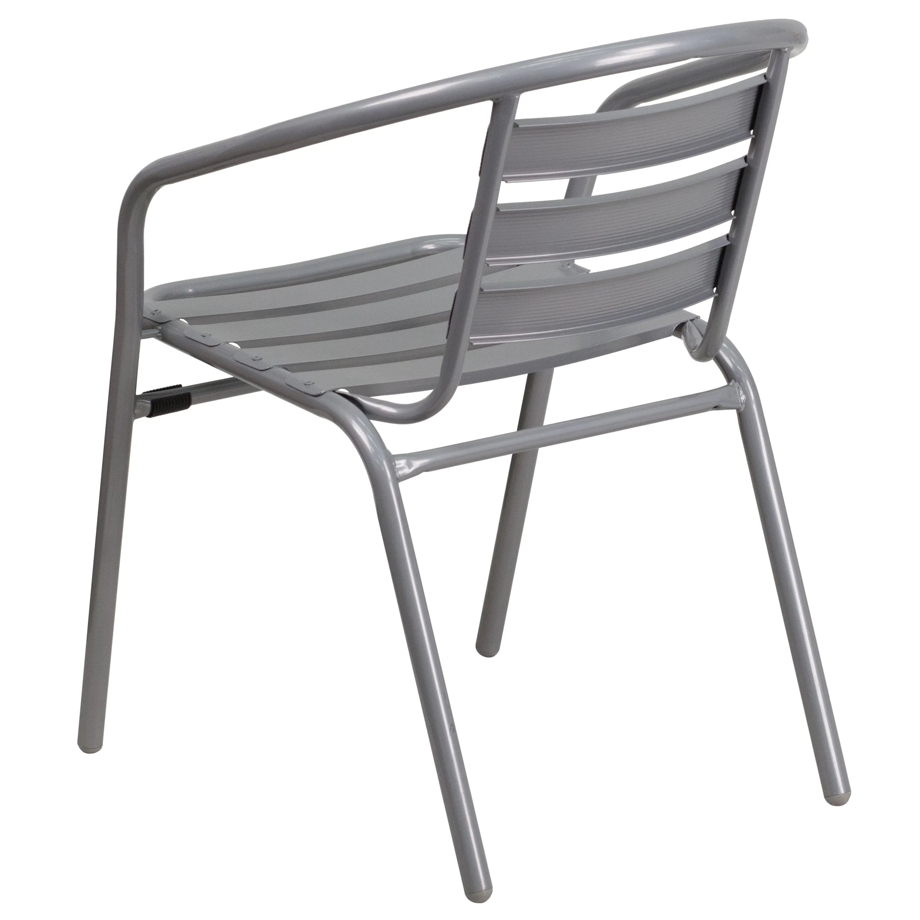 Stack Pack Slats with Silver Chair Flash Aluminum Metal Restaurant Furniture 4