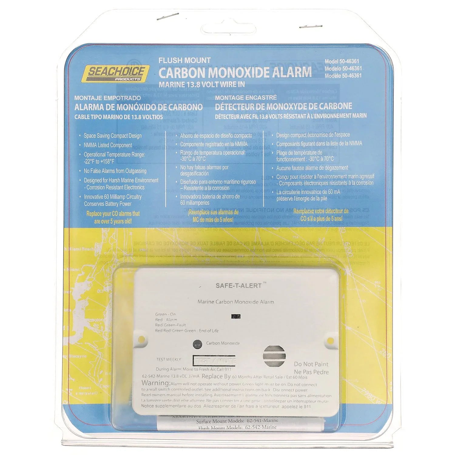 46361 Mount Carbon White Monoxide Flush Detector Seachoice Series 62