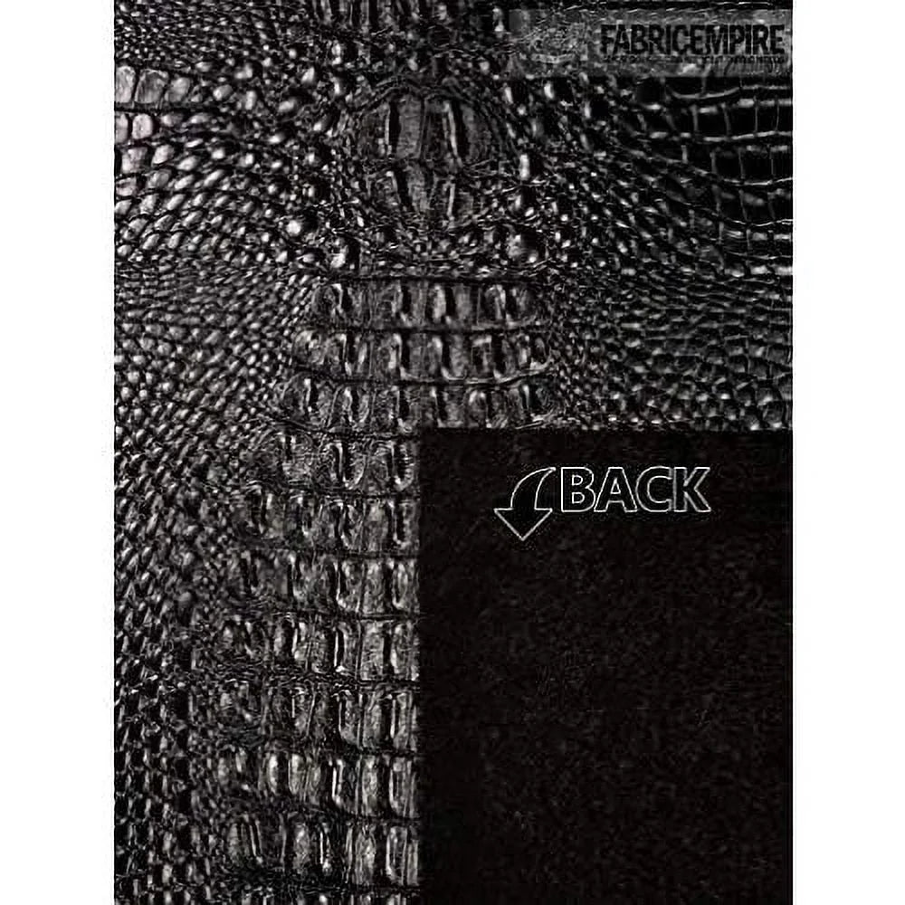 Vinyl Wide Fabric Leather Sold Black) By Yard Upholstery Glossy (SEMI Crocodile Fake 54" The